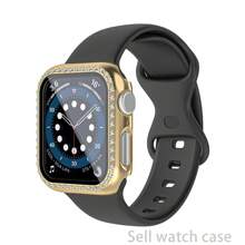 Rhinestone-Encrusted Integrated Protective Case And Tempered Glass Screen Protector Compatible With Apple Watch 8 Series