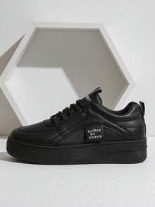 新款時尚女戶外滑冰鞋休閒運動鞋厚底增高春秋 - 黑色 - 查看 6