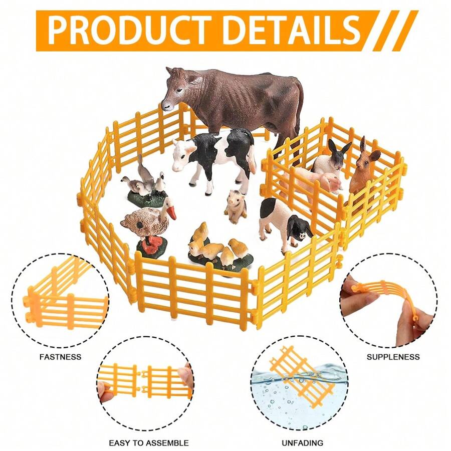 50 Pieces Toy Farm Fence Corral Fencing Accessories Playset Plastic Toy