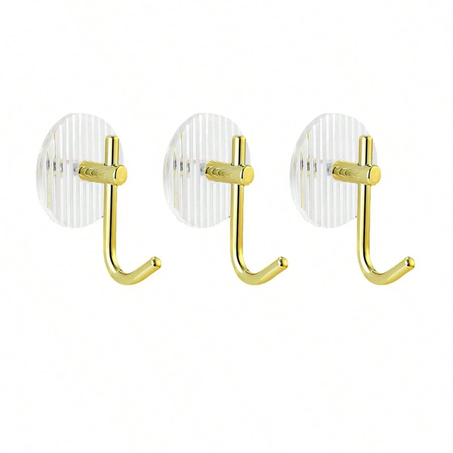 1pc Luxurious Gold Hook With Delicate Design, Great For Multiple Scenes Such As Desk, Door, Kitchen And Bathroom - transparent - View 1