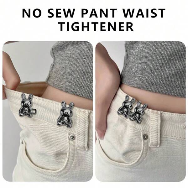 9 Pairs Rabbit Jean Buttons Pins, No Sewing Pant Waist Tightener