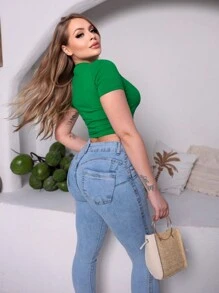 Calça Jeans Feminina Push Up Cintura Alta Lycra Lady X