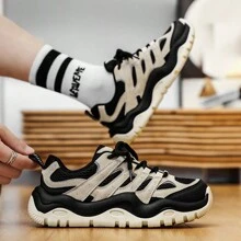 2023新款男鞋,厚底增高休閒鞋,防滑,耐磨,適用於戶外運動,多功能,時尚舒適跑鞋 - 米色 - 查看 3