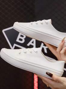 Women's Plastic Student Low Vamp Casual White Shoes, Anti-Skid & Anti-Water Low-Cut Soft Bottom White Shoes For Work Or Daily Wear - White - View 3