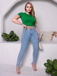 Calça Jeans Feminina Push Up Cintura Alta Lycra Lady X