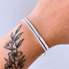 Pulseira Dupla Strass/laminada Banhada em Prata - Prata - Visão 2