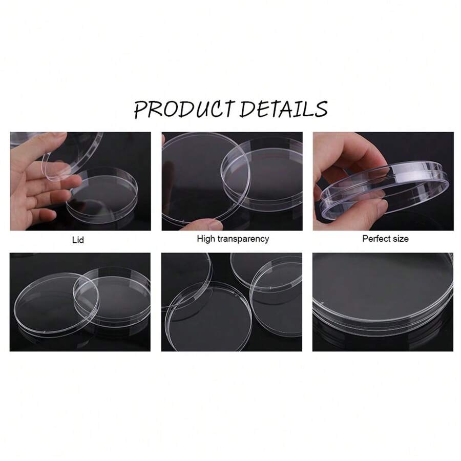 20 Pcs 90mm Plastic Petri Dish with Lid Sterile Bacterial Culture Dish Laboratory Plant Cell