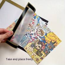 1pc A4 Size Rectangle Magnetic Photo Frame For Wall Hanging, Refrigerator Or Window. Suitable For Kids' Drawings, Home Photos, Pictures Displaying - Gold - View 8