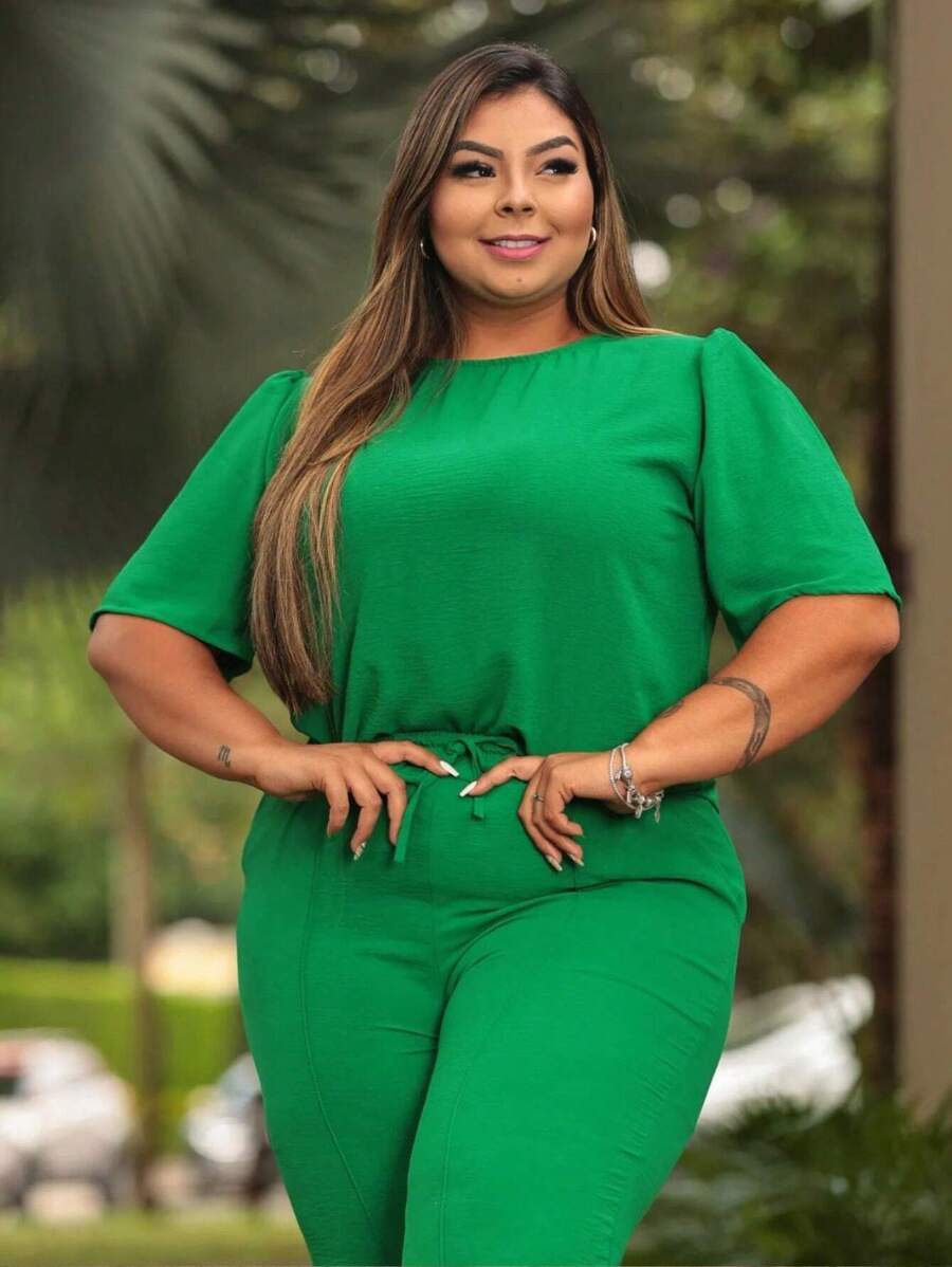 Plus Size Co-Ords - 綠色 - 查看 1