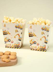 8 pièces boîtes à pop-corn de véhicule d'ingénierie, boîtes à frites, gobelets à pop-corn, boîtes à pain de boulangerie, boîtes cadeaux pour anniversaire, baby shower, boîtes à bonbons, décoration d'emballage cadeaux, pour soirée familiale de cinéma, Noël