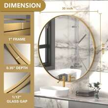 18/30/36/ Inch Bathroom Mirror Make Up Mirror For Wall, Stainless Steel Frame Circle Mirror Wall Mounted Decorative Mirror For Bedroom Living Room Entryway Black/Silver - 金色 - 查看 7