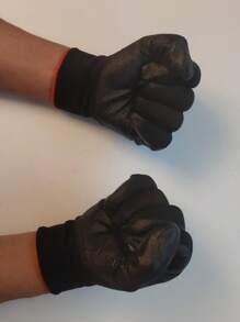 一雙帶有丁腈或乳膠塗層的安全手套,適用於機械生產和維修、農業防護、貨運裝卸、汽車修理、園藝工作、噴漆和噴塗 - 黑色 - 查看 4