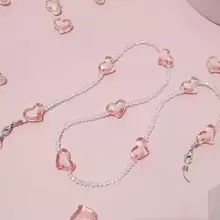 Heart Shaped Crystal Sunglass Chain, Eyeglass Holder, Glasses Face Cover Lanyard, Slip-Resistant Strap Cute - Pink - View 7