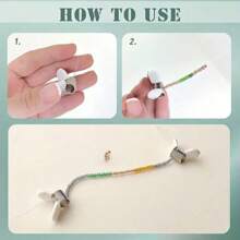 2入組/套不鏽鋼珠子固定器和白色手柄穿珠針,適用於手工diy愛好者製作珠寶 - 銀色 - 查看 4