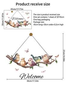 1pc Branch & Bird Design Door Wall Sticker For Bedroom Room Decoration - Multicolor - View 6