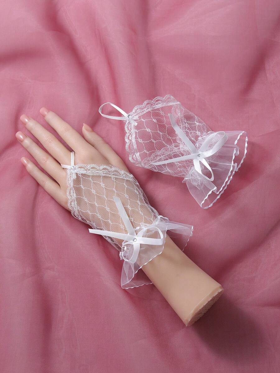 新娘配飾 女式婚禮與派對短版無指手套