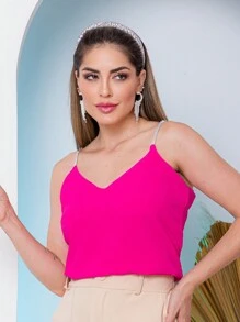 Women Tank Tops & Camis - 玫紅色 - 查看 3