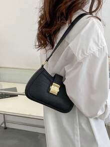 法国小众腋下包女2025新款韩版时尚休闲百搭单肩斜挎包 - 黑色 - 查看 4