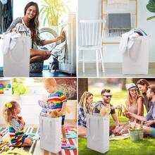2pcs/Set Slim Laundry Basket With Handles, Foldable Linen Hampers With Inner Lining And Detachable Tough Frame For Toy And Clothing Organization In Bedroom - Light Grey - View 6