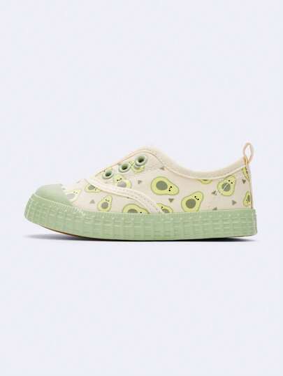 Balabala Kids' Canvas Slip-On Sneakers, Graphic Print & Elastic Goring – Lightweight – Easy-On Casual Shoes for Everyday Wear