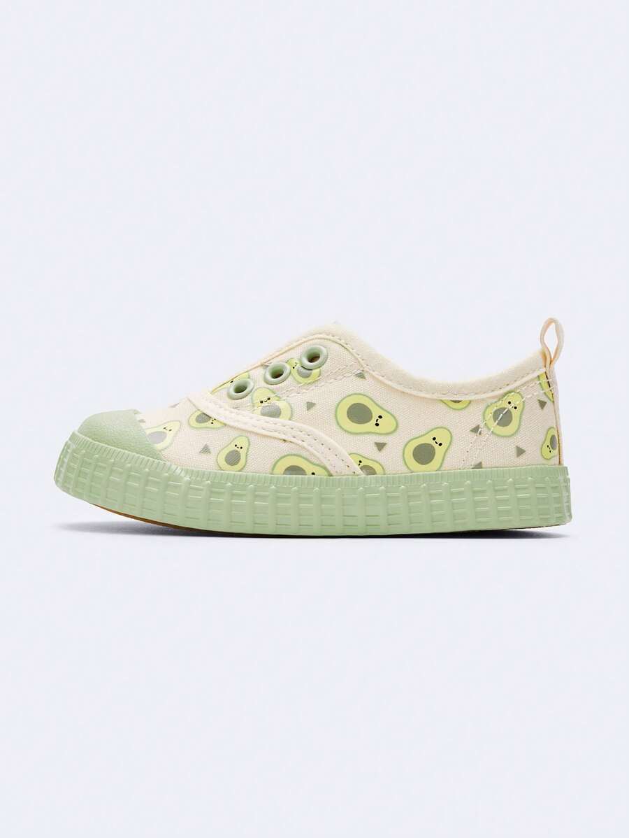 Balabala Kids' Canvas Slip-On Sneakers, Graphic Print & Elastic Goring – Lightweight – Easy-On Casual Shoes for Everyday Wear