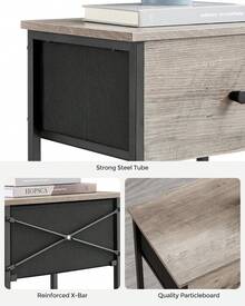 Nightstand With Drawer, End Table, Bed Side Table, Small Table, Tall Night Stand With Fabric Storage And Shelf For Bedroom, Dorm, Easy Assembly - 坯布和黑色 - 查看 5
