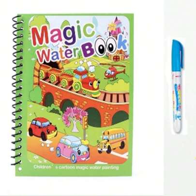 1 Set Of Children's Water Painting Book, Magical Coloring And Painting Set, Educational And Repeated Coloring Watercolor Painting Toys(The Colors Of The Pen And Drawing Book Borders Are Random),Back To School