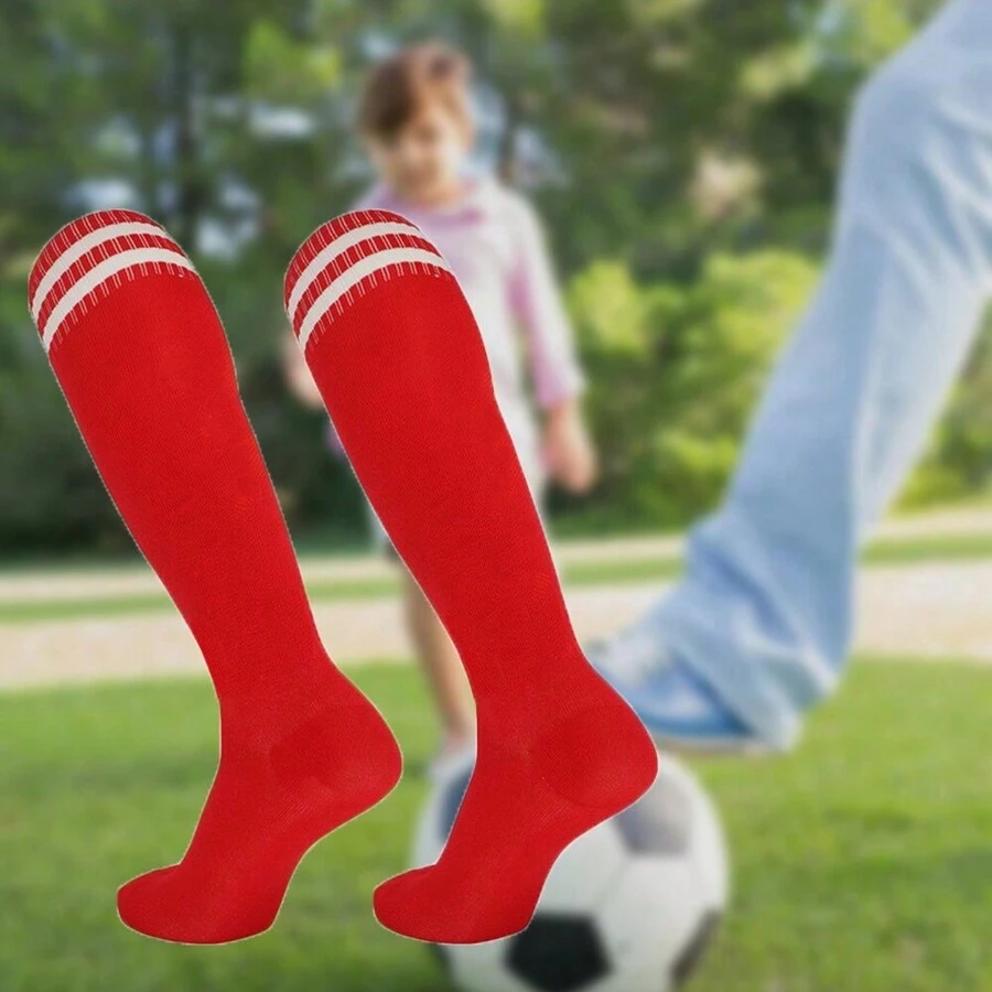 Sports Outdoor Red Football Socks Extra Long Sport Socks Suitable For Teenagers, Men And Women For Baseball, Softball, Football, 1 Set (1 Pair) - Red - View 1