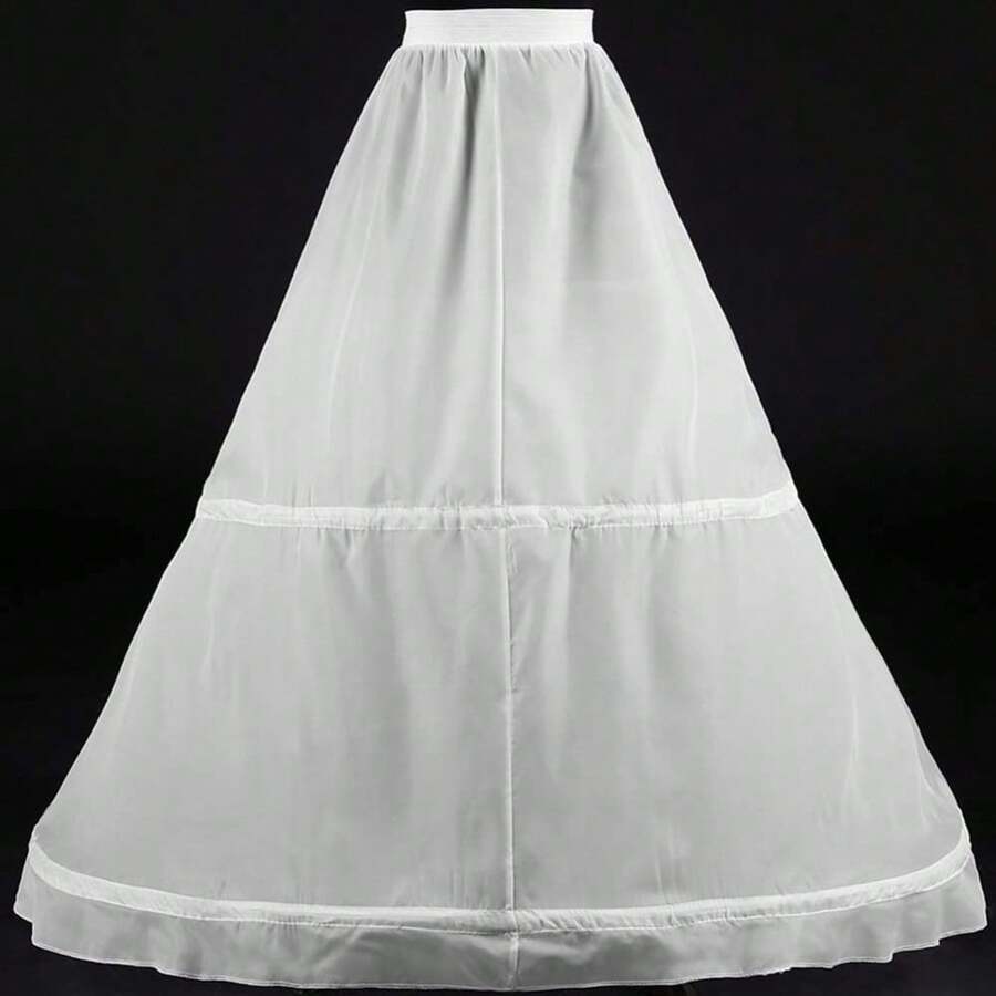 Women's 2 Hoops Bridal Crinoline White Petticoat Half Slip Underskirt Wedding Dress Bride