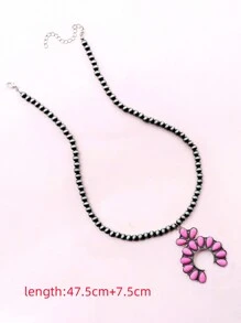 西部乡村风格复古绿松石装饰花朵吊坠项链，女士礼物 - 西部 - 查看 6