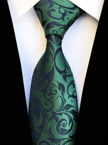 1pc 8cm Men's Dark Green Patterned Tie, Fashionable For Wedding, Party And Business - Dark Green - View 1