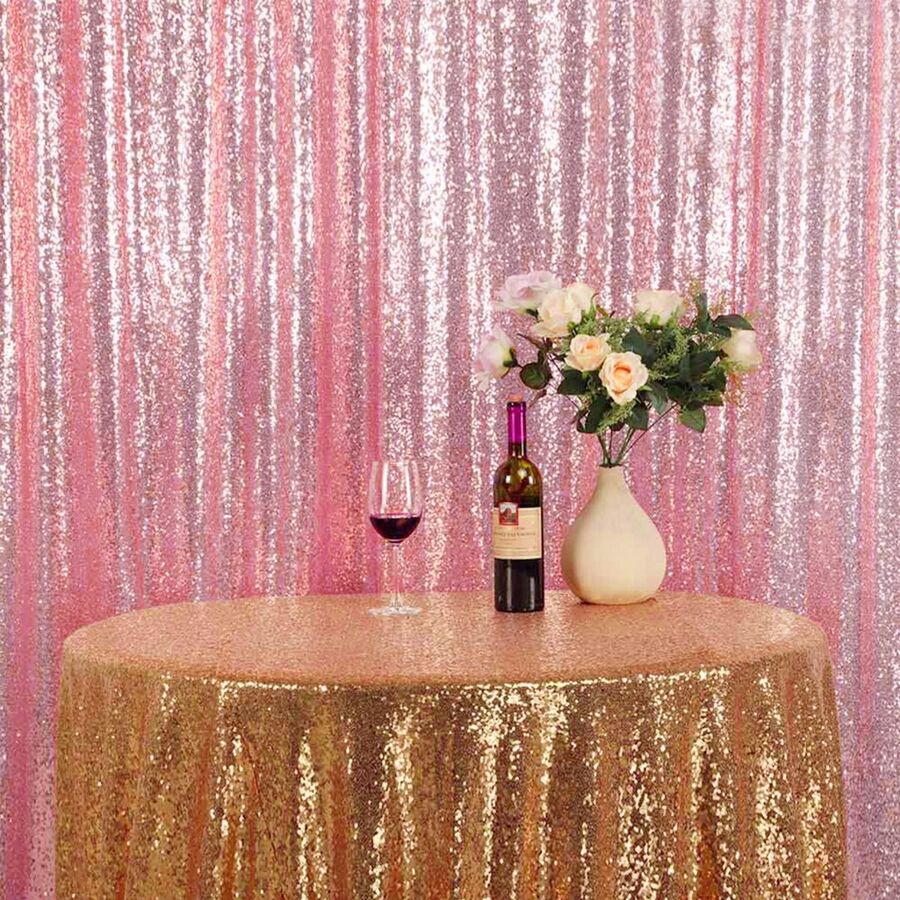 Sequin Backdrop Curtain Panels Wall Background Drapes For Wedding Christmas Party Decoration - Pink - View 1