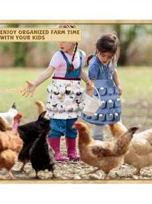 1件無肩帶蛋收集口袋圍裙,防水防污廚房、花園、農場工作圍裙 - 彩色 - 查看 5