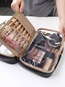 Women's Portable Makeup Bag High-Capacity Waterproof Travel Toiletry Bag With New Fashionable Design And Hand Strap - Black - View 2