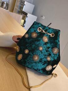 Glamorous,Quiet Luxury,Exquisite Women's Mini Fashion Round Buckle Bucket Chain Shoulder Bag For Party Girls, Bride Perfect For Party,Prom,Wedding