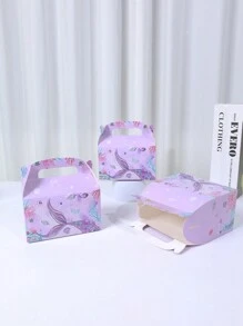 4个紫色美人鱼风格礼盒，海洋美人鱼主题生日婚礼节日派对礼品包装盒，适用于糖果面包蛋糕食品，节日礼物派对小礼品 - 紫色 - 查看 4