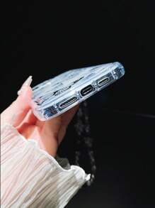 1pc Black Butterfly Soft Air Cushion Phone Case Compatible With Apple Iphone Xr/11/12/14/15 Pro Max, Crystal Strap Attached