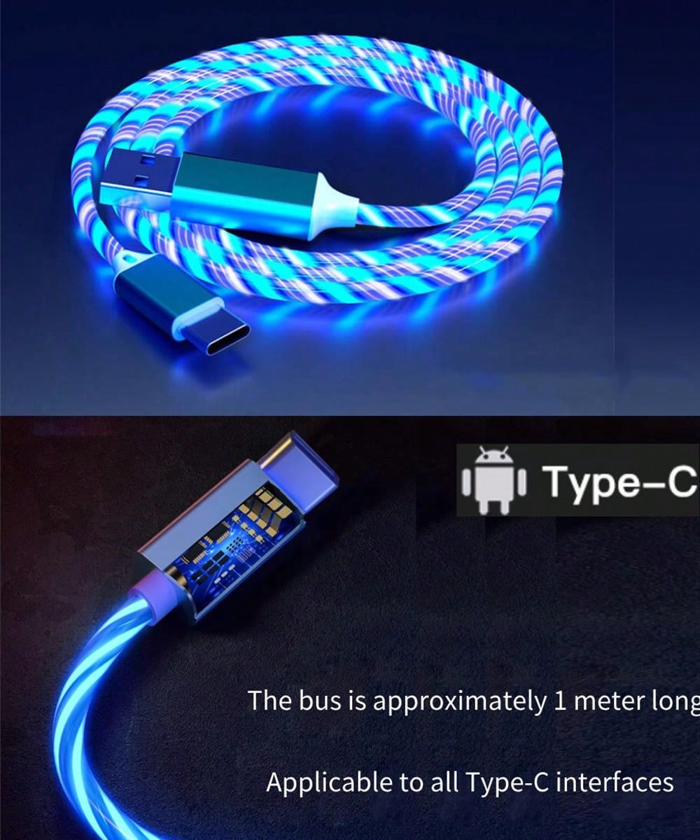 USB C Cable, LED Light Up Charging Cords Type C Cable Compatible With