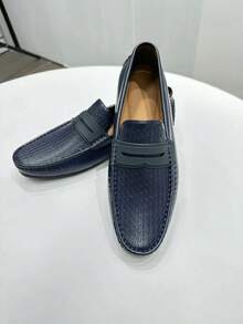 Nam Giày Penny Loafers Mềm mại Giày lười Thoải mái Đúng mốt Giải trí Nhẹ Giày lái xe , Bốn - Màu xanh hải quân - Xem 3