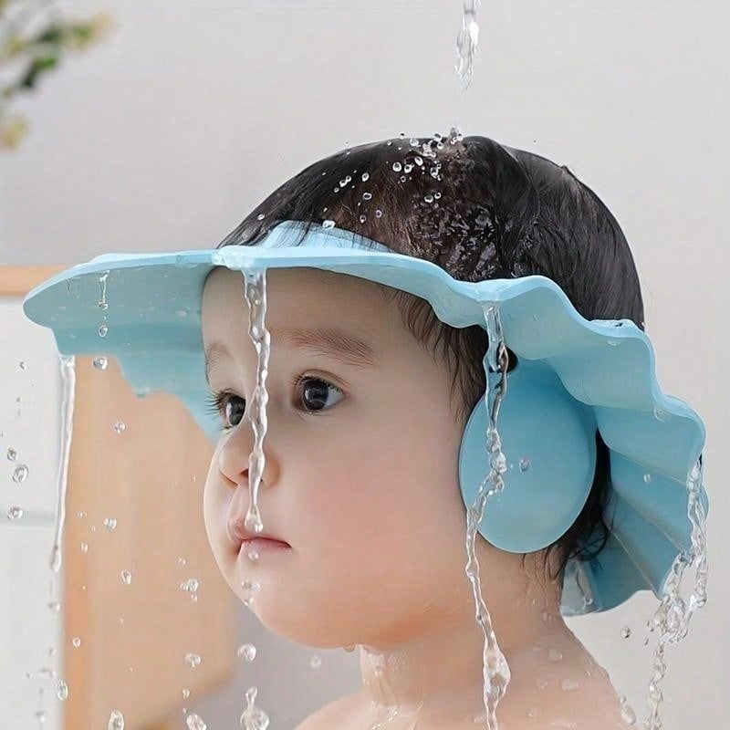 1pc Random Color Adjustable Baby Shampoo Cap, Ear Protection Bathing