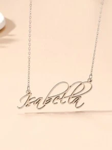 1 件个性化简约不锈钢女孩名字吊坠项链 - 銀色 - 查看 7