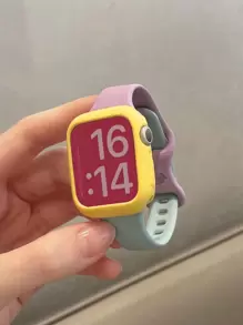 2入組女士男士軟矽膠運動錶帶紫色綠色防水腕帶和1入組黃色矽膠保護套,適用於Apple Watch帶38mm/40mm/41mm/42mm/44mm/45mm,適用於Apple Watch系列SE/8/7/6/5/4/3/2/1 - 彩色 - 查看 1