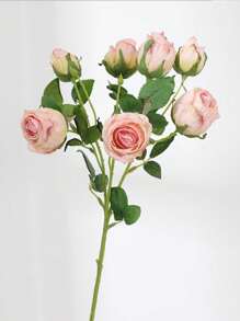 1 pieza Ramo de rosas rosa quemado, estilo retro con 7 cabezas con bordes quemados, flor de rosa artificial de tallo único, decoración del hogar, centro de mesa, boda, sala de estar, decoración de fiesta, regalo, decoración de habitación, 50 cm