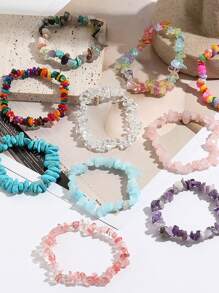 Pulsera Elástica De Piedras Preciosas De Cristal Hecha A Mano, Que Incluye 7 Cuentas De Chakra, Excelente Regalo Para El Día De San Valentín Y Navidad