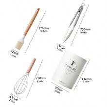 14pcs Wooden Handle Silicone Kitchen Utensils Set For Non-stick Cookware, With Storage Bucket For Home Kitchen - Black - View 6