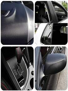 1 件 127*30 公分碳纖維汽車貼紙,3d 汽車外部裝飾和保護貼紙,汽車配件 - 黑色 - 查看 5
