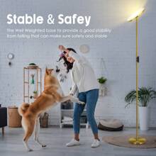 JOOFO Floor Lamp,30W/2400LM Sky LED Modern Torchiere 3 Color Temperatures Super Bright Floor Lamps-Tall Standing Pole Light With Remote & Touch Control For Living Room,Bed Room,Office (Brushed Gold) - Vàng chải - Xem 3