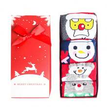 4 双圣诞礼盒装女士毛绒衬里透气保暖防臭卡通印花袜子，秋冬 - 彩色 - 查看 6