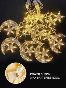 1 Bộ Của 6 cái Ngôi sao & 6 cái Mặt trăng Hình dạng 3.5M Ấm áp Ánh sáng 128LED Mặt trăng & Ngôi sao Rèm Nàng tiên Đèn Chuỗi  , Thích hợp Đối với Nhà  Ngày lễ Giáng sinh Lễ cưới Buổi tiệc Sân trong Bãi cỏ Đồ trang trí - Trong sáng - Xem 8