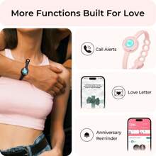 Totwoo Candy Collection-Long Distance Touch Single Bracelet-Colorful Band Bracelet, Vibration & Light Up For Love Couples Bracelet | Long Distance Relationship Gifts For Girlfriend Bluetooth Pairing Jewelry- Stay Connected Anytime, Anywhere - 粉色 - 查看 2